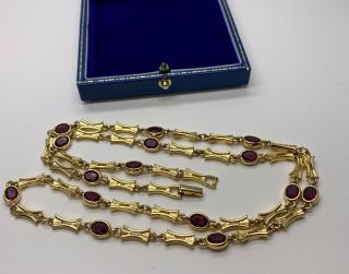 Vintage Jewellery Bezel Set Amethyst Rhinestone Gold Plated Necklace