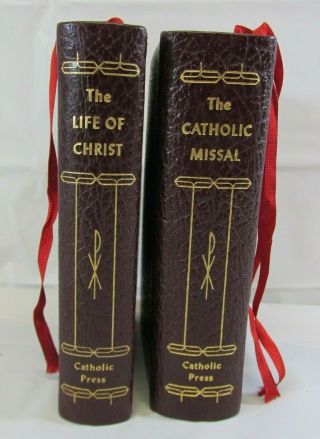 1954 Catholic Press 2 - Book Set - The Life Of Christ & The Catholic Missal - Vgc.