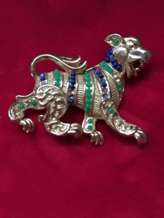 Vintage Boucher Beaded Tiger Figural Brooch Pin Signed & Numbered 1062 P -