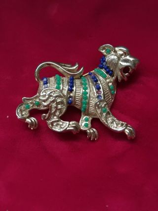 Vintage BOUCHER Beaded Tiger Figural Brooch Pin Signed & Numbered 1062 P - 2