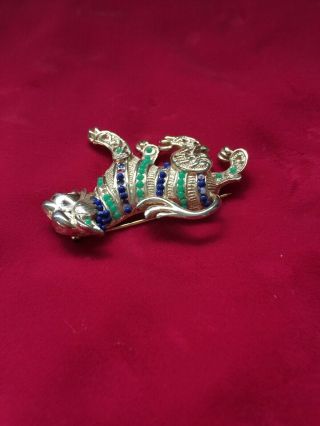 Vintage BOUCHER Beaded Tiger Figural Brooch Pin Signed & Numbered 1062 P - 6