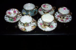 Set Of 6 Different Vintage Porclein Cups And Saucers.  Will Sell Separately