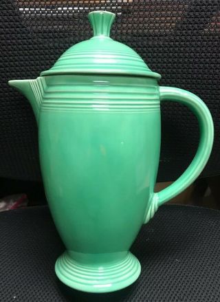 Vintage Fiesta Ware Green Coffee Pot W/original Lid Bottom Marked Wow