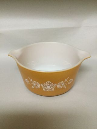 Vintage Pyrex Butterfly Gold Baking Casserole Dish Set Of 2 With Glass Top 2