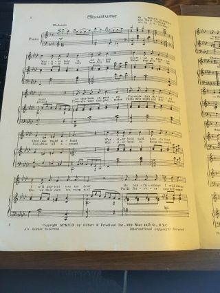 Vintage Sheet Music - Shantung,  1919 Gilbert/Caslar Novelty Ballad 2