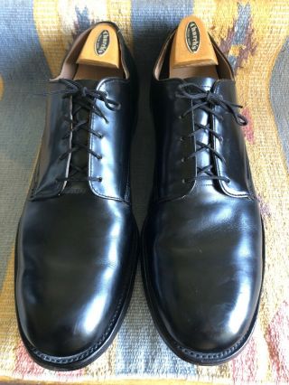 Vtg 70s Us Army Vietnam Era Black Leather Plain Toe Oxford Service Shoes 12.  5r