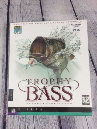 Trophy Bass By Sierra Vtg Big Box Pc Cd - Rom Fishing Game - Win 95 & 3.  1 /