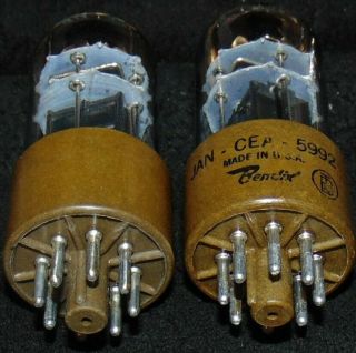 Matched Pair Bendix 6V6GT jan cea 5992 Tube ' s {} {} getter NOS Perfect 4