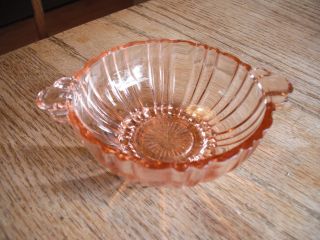 Vintage Pink Depression Glass Small Double Handle Bowl