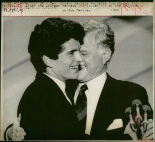 John F.  Kennedy Jr.  With Senator Edward Kennedy - Vintage Photo
