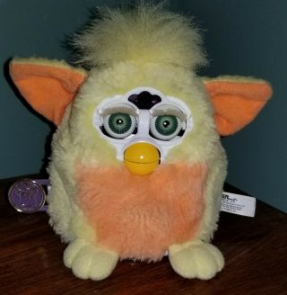 Furby Baby Yellow & Orange Blue Eyes Vintage 1999 - And