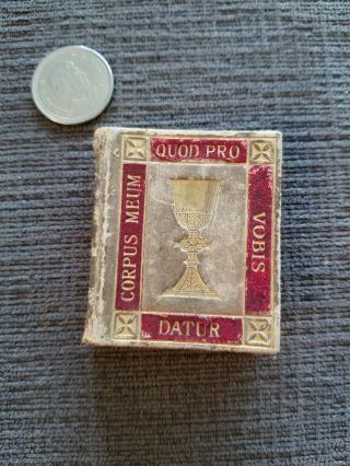 Miniature Bible Antique Book Leather Bound Holy Communion Christianity