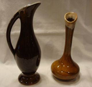 Vintage Anna Van Briggle Pottery Bud Vases Brown Glaze - 2