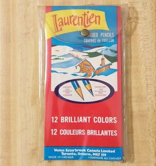 Vintage 12 Pack Laurentien Colored Pencils Crayons Venus Canada 9 Unsharpened