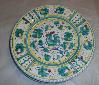 3 Vintage Deruta Blue/green Rooster Plates Italy