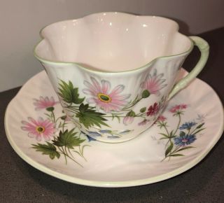 Vintage Staffordshire " Wild Flowers " Porcelain Tea Cup & Saucer,  England