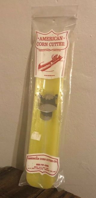Vintage American Corn On The Cob Cutter Yellow Slicer Usa Canning Kitchen Tool