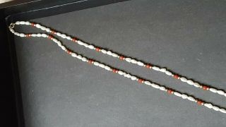 Vintage 14k,  Coral Bead And Fresh Water Pearl Necklace