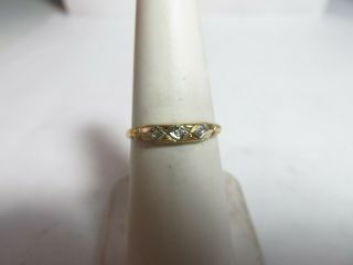 Vintage 14k Solid Gold Wedding Band From The 1930s W/ 3 Small Natural Diamonds