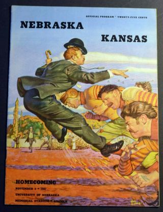 November 2 1957 Nebraska Cornhuskers Kansas Vintage Football Program Ex