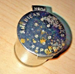 Vintage American Airlines Mini Pepper Shaker Steel Aa Miniature Condiments