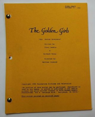 The Golden Girls / 1990 Tv Script " Mrs.  George Devereaux " Blanche 