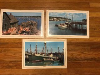 Vintage Maine England Laminated Placemats Set Of 3 - Harbor,  Lobster
