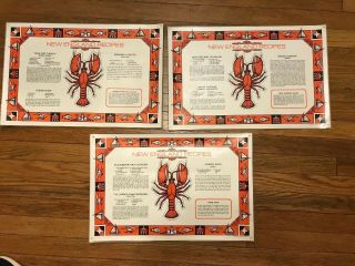 Vintage Maine England Laminated Placemats Set of 3 - Harbor,  Lobster 5