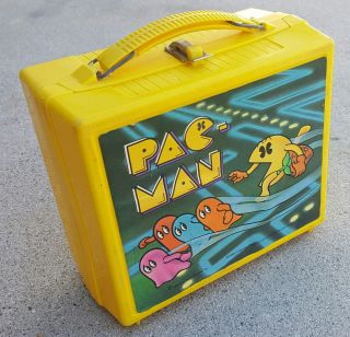 Vintage 1980 Canadian Pacman Plastic Lunchbox - Hard To Find