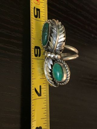 Signed Vintage Native American Turquoise Sterling Silver Old Pawn Ring 15 G Sz 7 7