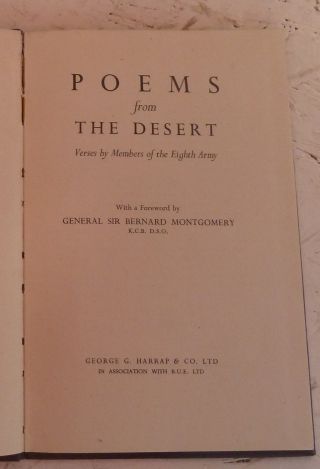 Vintage Book 1944 Poems from the Desert H/B Montgomery Eighth Army 3