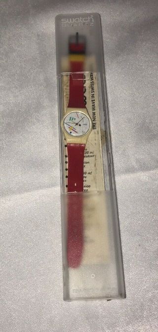 Vintage 1986 Swatch Watch Lw111 Vasily Swiss Ladies Quartz Originals Plastic Red