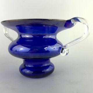 Vintage Murano Art Glass Cobalt Blue Lustre Posy Vase 4