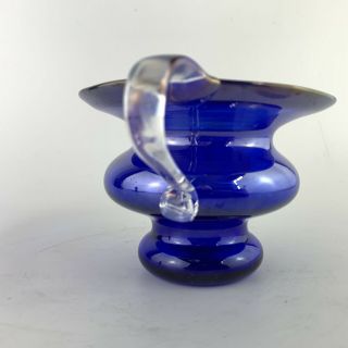 Vintage Murano Art Glass Cobalt Blue Lustre Posy Vase 5