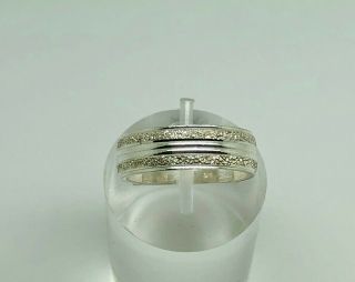 Gorgeous Vintage Sterling Silver Stardust Turned Design 6mm Band Ring Size L 1/2
