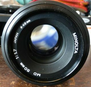 Vintage Ewc Minolta Md 50mm F1:1.  7 Prime Lens Mij In Usa
