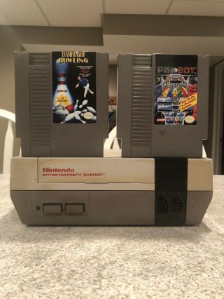 Vintage Nintendo Nes Console Nes - 001 - Power.  Along With Two Games