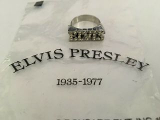 Vintage 1977 Boxcar Elvis Presley Silver Tone Ring In Plastic,  Legend