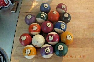 Vintage Set Pool Balls Billiards 16 Balls Complete Set Collectible