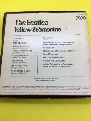Beatles Yellow Submarine 3.  75 ips Vintage Reel to Reel Y1W 153 Stereo Tape 3