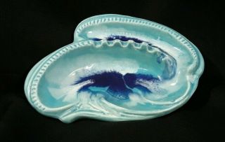 Vintage California Usa Pottery Ashtray 678 Ocean Wave Blues