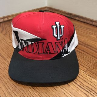 Vintage Indiana University Hoosiers Snapback Hat Ncaa Logo 7 Red White Black