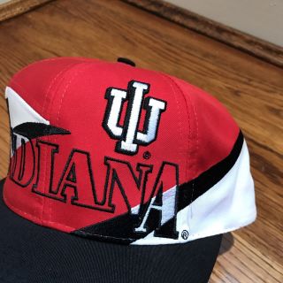 Vintage Indiana University Hoosiers Snapback Hat NCAA Logo 7 Red White Black 3