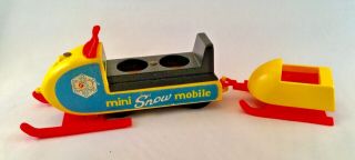Vintage Fisher Price Little People Mini Snowmobile 705 With Trailer