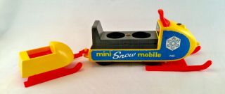 Vintage Fisher Price Little People Mini Snowmobile 705 with Trailer 2