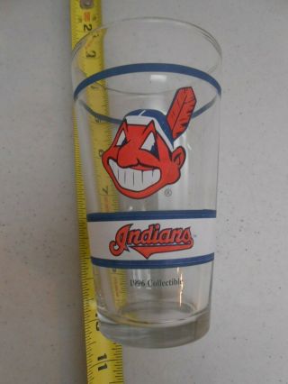 Vintage 1996 Cleveland Indians Baseball Team Bar Beer Pint Glass Chief Wahoo Mlb