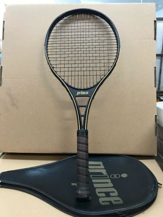 Prince Pro Tennis Racquet,  4 3/8”,  Vintage Black With Case,  Euc