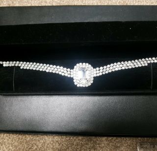 Vintage Art Deco Rhinestone Diamante Choker Necklace Flapper Costume Jewellery