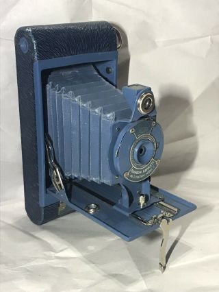 Art Deco Eastman Kodak Blue Rainbow Hawkeye No.  2 Folding Model C Camera