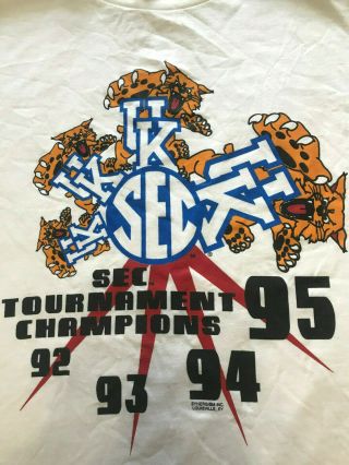 Vintage 90 ' s Kentucky Wildcats SEC Tournament Champions T - Shirt Men ' s XL 3
